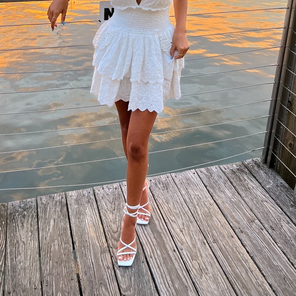 Tony Bianco White Lace Up Tie Heels - Picture 2 of 10